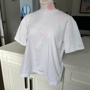 Uniqlo AIRism Unisex SS Crew Neck Boxy Cut Cotton Poly Blend Tee White Sz M